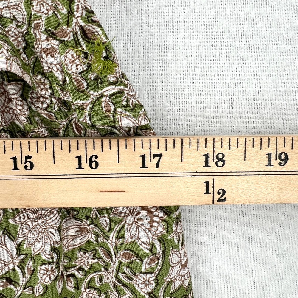 ANTHROPOLOGIE Dress Womens XS Green Robin Tiered Mini Short Sleeve Floral Print - Picture 15 of 16